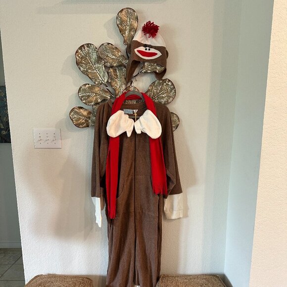 Sock Monkey Adult Footed Pajama Costume – Pajama City Size 6 SM - Picture 3 of 6